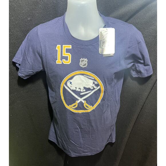 Buffalo Sabres Jack Eichel #‎ 15 Adidas Blue 100% Cotton T-Shirt Unisex Small - Picture 1 of 7